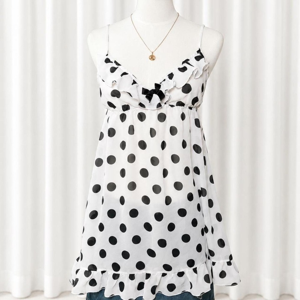 Y2K Polka Dot Babydoll Cami